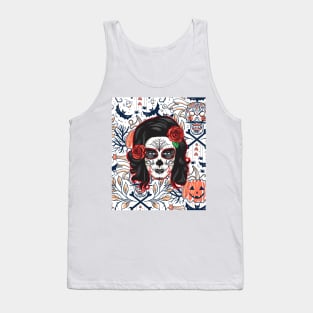 Bootiful Cool skull tattoo woman pattern gift design Tank Top